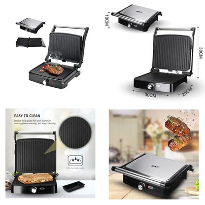 AF Panini Grill électrique RAF Multifonction, Antiadhésif, Ouverture 180°